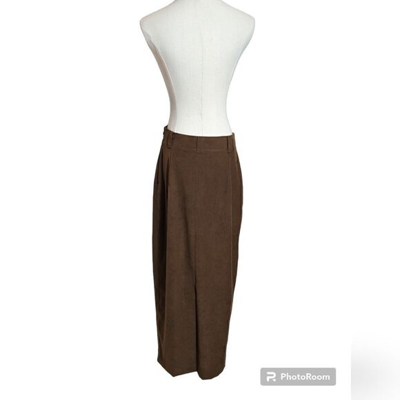 Ingenuity Vintage Faux Suede Brown Maxi Skirt - Picture 1 of 7